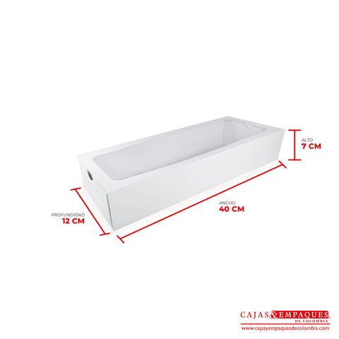 Caja ecológica base y funda con ventana 40x12x7 cm blanco Cajas y Empaques de Colombia