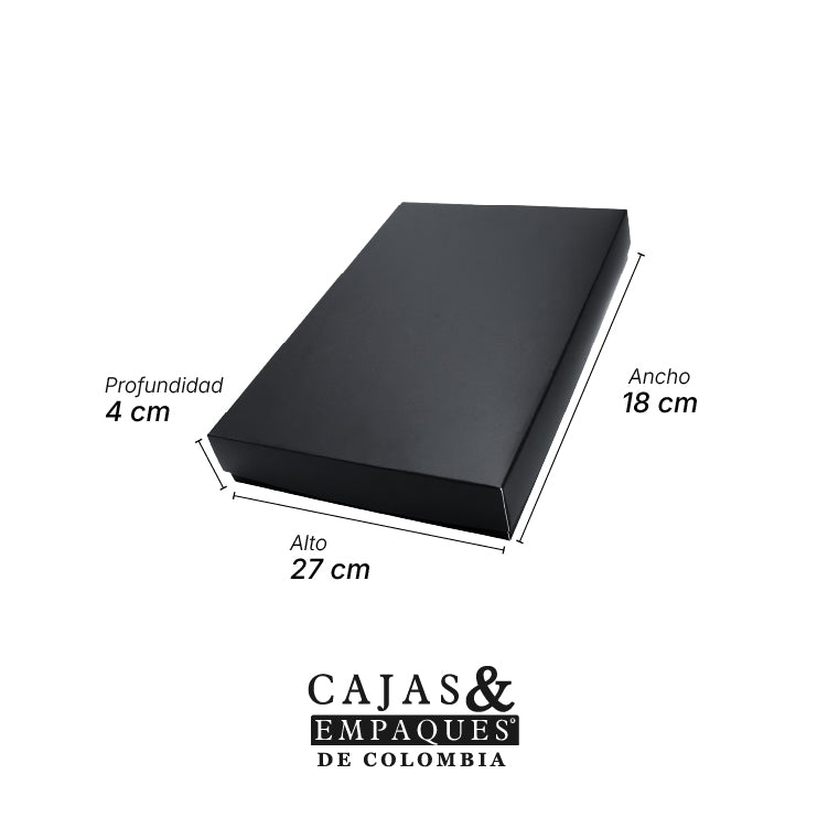 Caja ecológica tapa y base 27x18x4 cm Negra