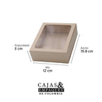 Eco-friendly box with base and lid with window 15.9x12x5 cm cream