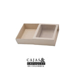 Eco-friendly box with base and lid with window 15.9x12x5 cm cream