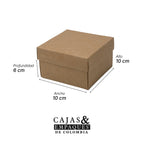 Caja ecológica tapa y base 10x10x6 cm café