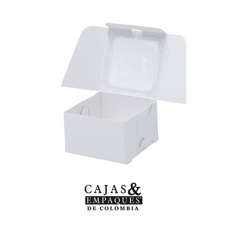 Foldable eco-friendly box with window 8x8x5 cm white