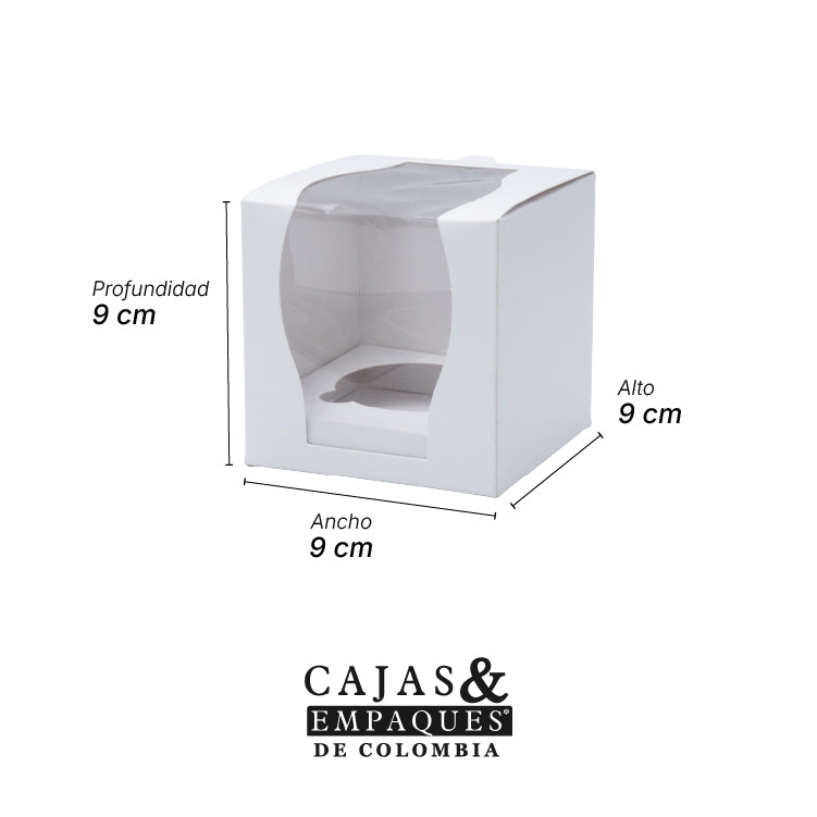 Caja ecológica tipo cupcakes 9x9x9 cm blanco