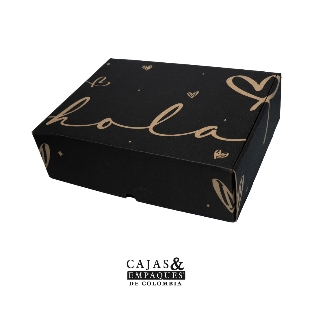 Eco-friendly box with black glossy 10x10x4 cm slip lid