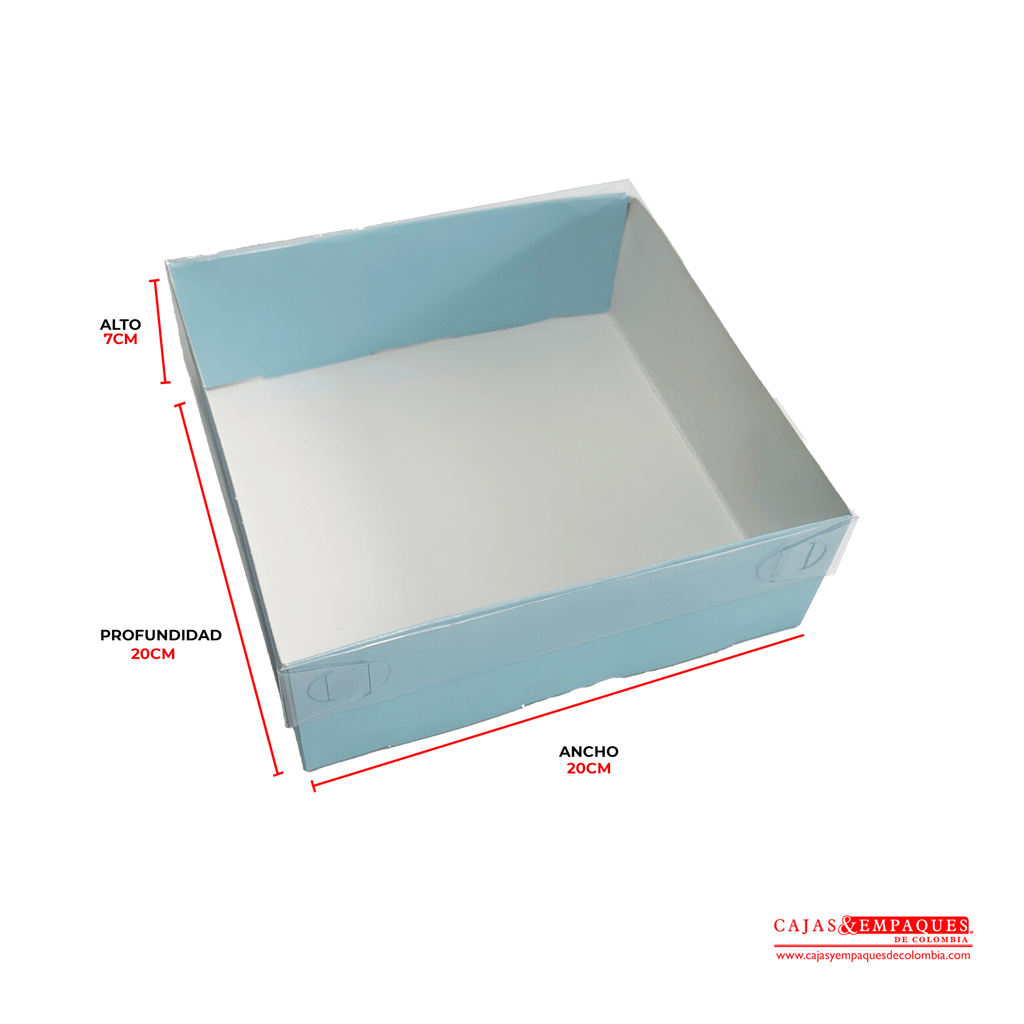 Caja ecológica tapa y base en acetato 20x20x7 cm azul Cajas y Empaques de Colombia