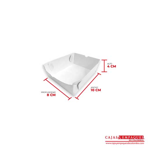 Bandeja Ecológica 10x8x4 cm blanco Cajas y Empaques de Colombia