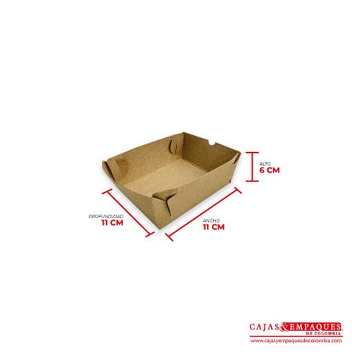 Bandeja ecológica 11x11x6 cm café Cajas y Empaques de Colombia