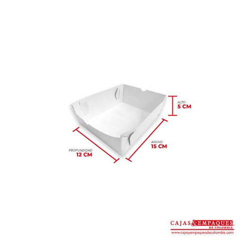 Bandeja ecológica 15x12x5 cm blanco Cajas y Empaques de Colombia