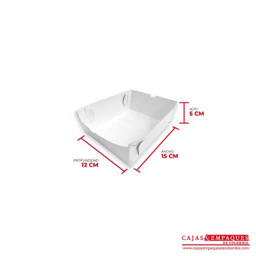 Bandeja ecológica 15x12x5 cm blanco Cajas y Empaques de Colombia