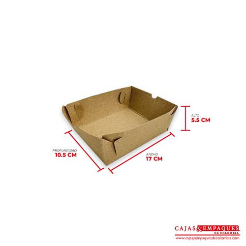 Bandeja ecológica 17x10.5x5.5 cm café Cajas y Empaques de Colombia