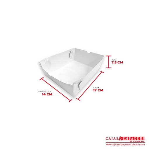 Bandeja ecológica 17x14x7.5 cm blanco Cajas y Empaques de Colombia