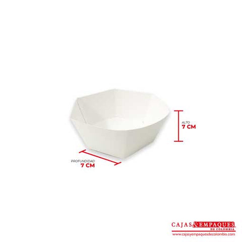 Bandeja ecológica 7x7x7 cm blanco Cajas y Empaques de Colombia