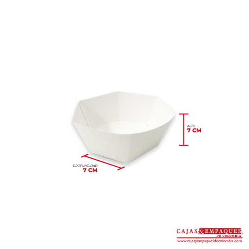 Bandeja ecológica 7x7x7 cm blanco Cajas y Empaques de Colombia