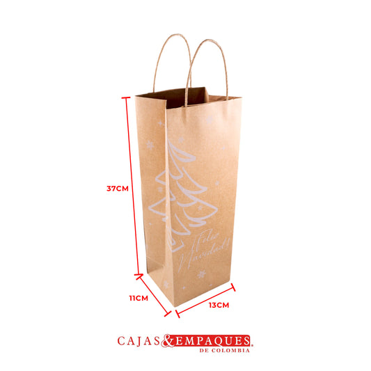Bolsa ecológica 13x11x37cm café árbol navidad Cajas y Empaques de Colombia