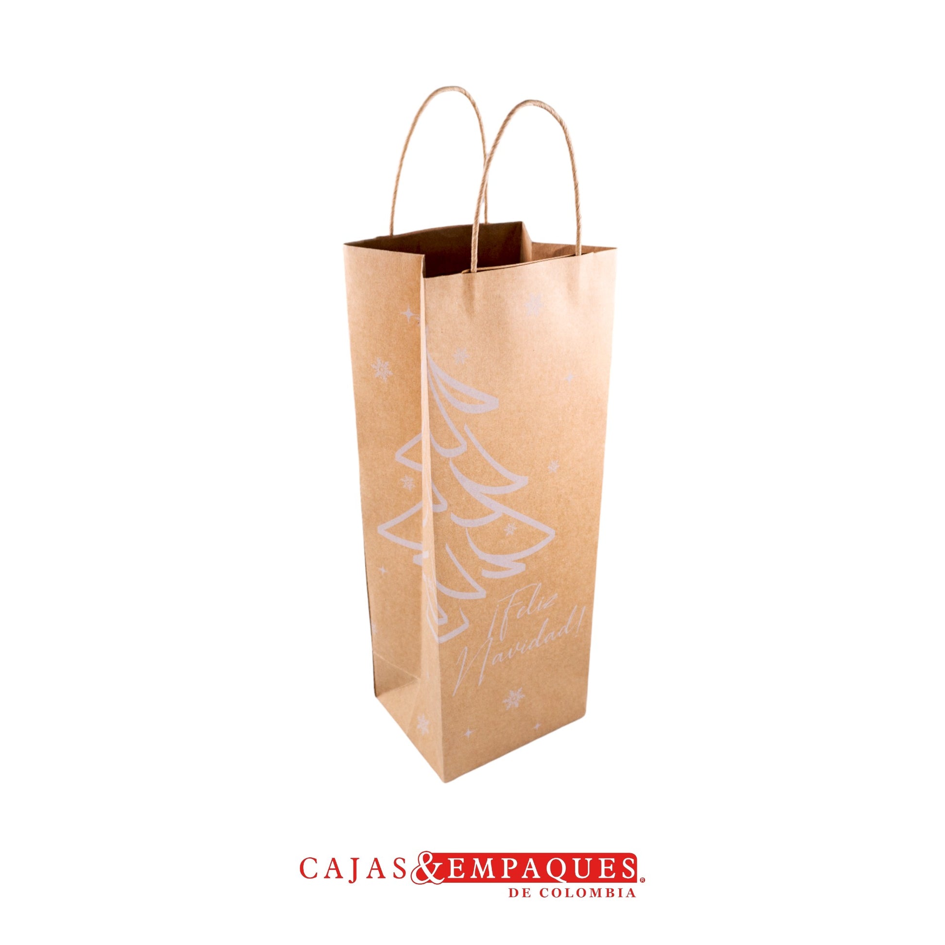Bolsa ecológica 13x11x37cm café árbol navidad Cajas y Empaques de Colombia