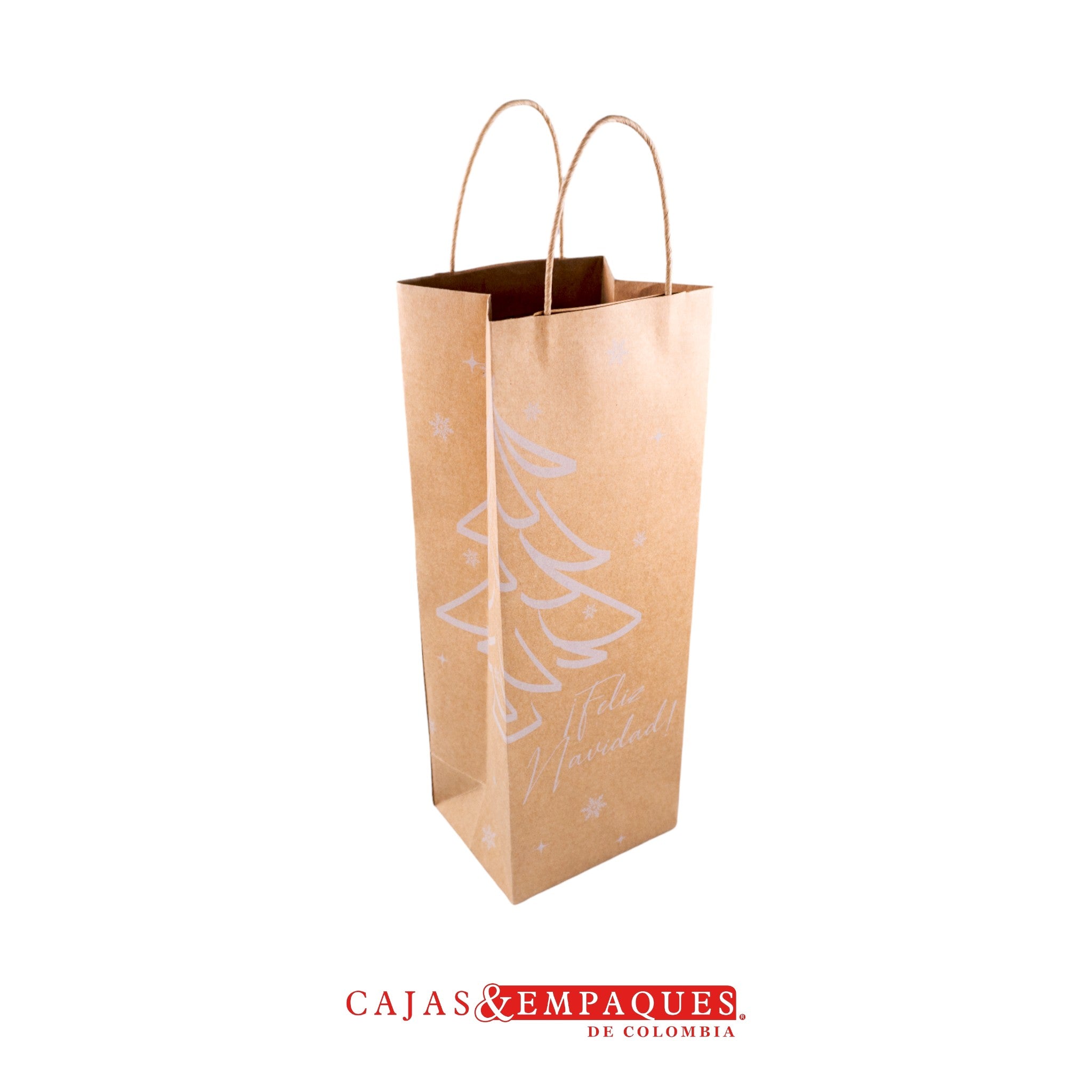 Bolsa ecológica 13x11x37cm café árbol navidad Cajas y Empaques de Colombia