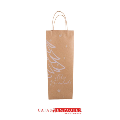 Bolsa ecológica 13x11x37cm café árbol navidad Cajas y Empaques de Colombia
