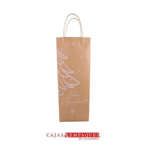 Bolsa ecológica 13x11x37cm café árbol navidad Cajas y Empaques de Colombia