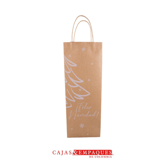 Bolsa ecológica 13x11x37cm café árbol navidad Cajas y Empaques de Colombia