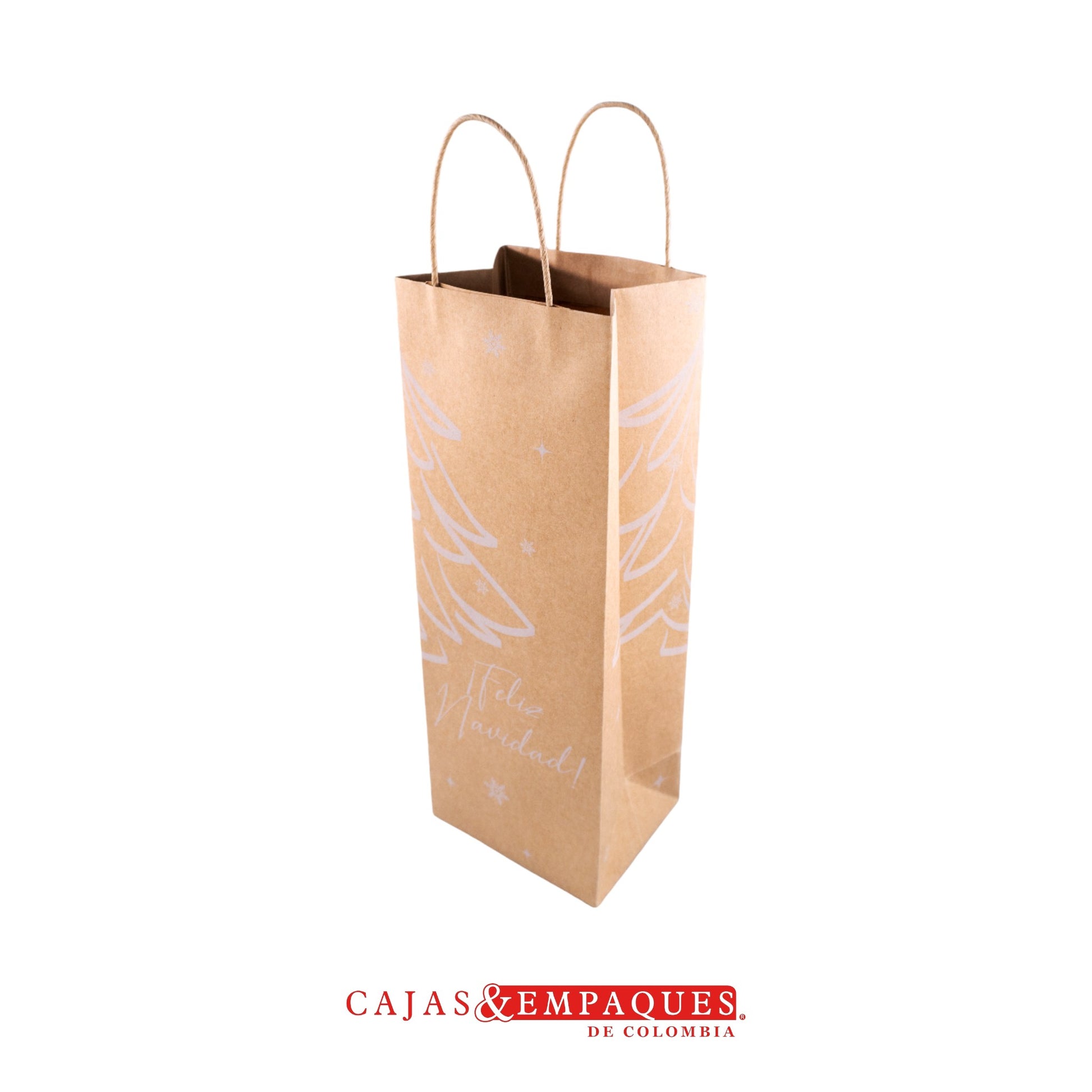 Bolsa ecológica 13x11x37cm café árbol navidad Cajas y Empaques de Colombia