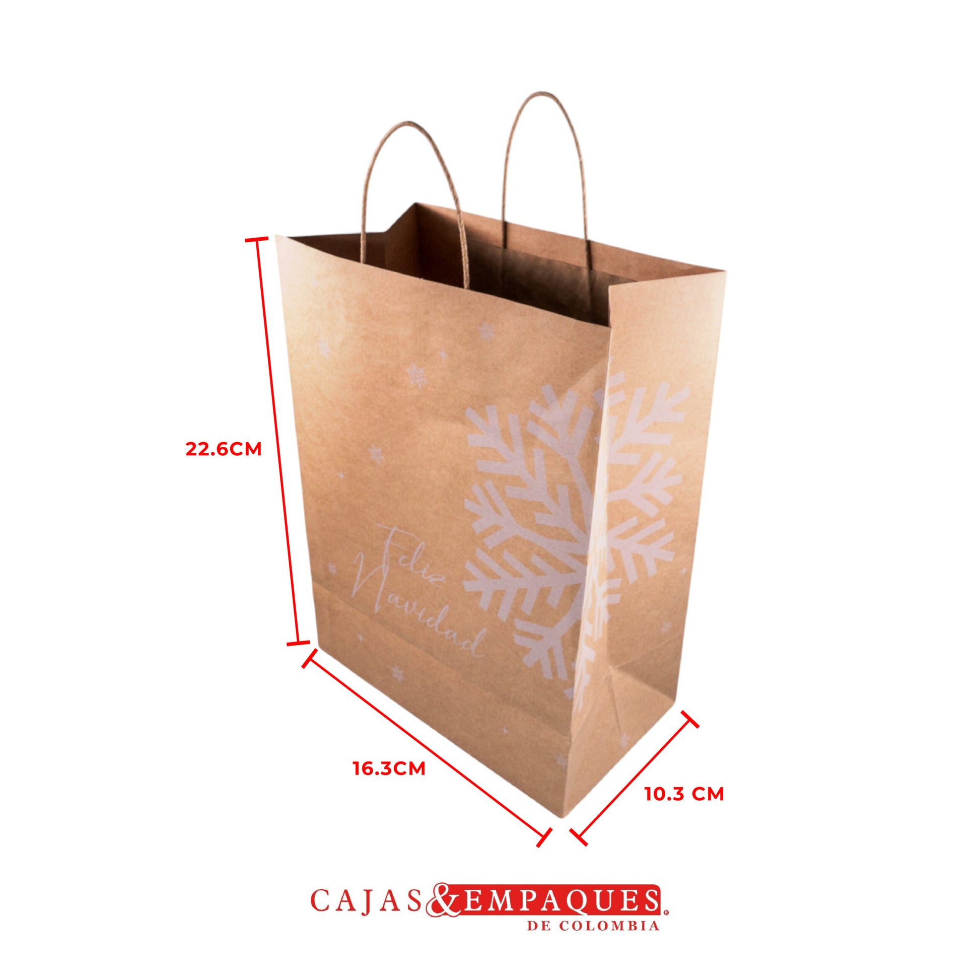 Bolsa ecológica 16.3X10.3X22.6cm navidad copo Cajas y Empaques de Colombia