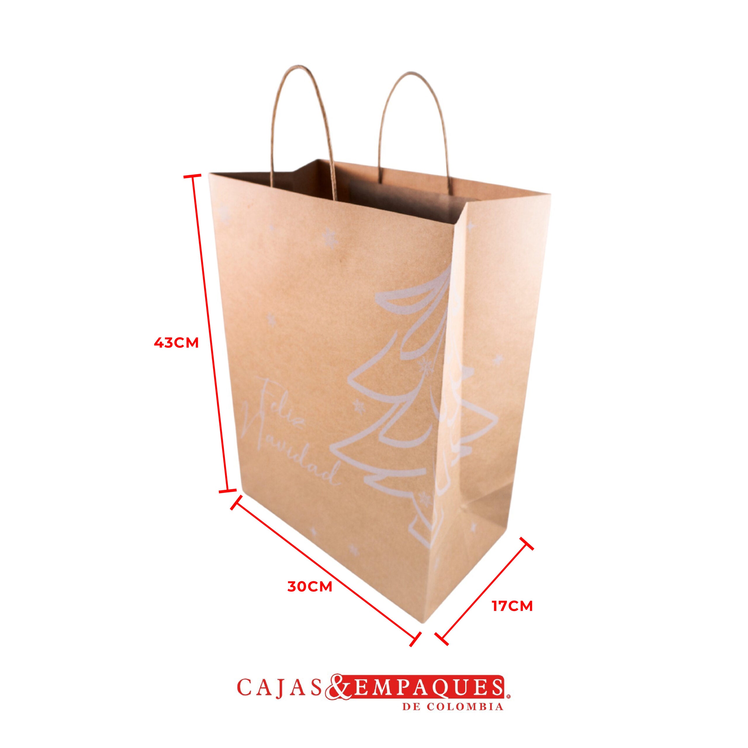 Bolsa ecológica 30x17x43cm #60 café árbol Navidad Cajas y Empaques de Colombia