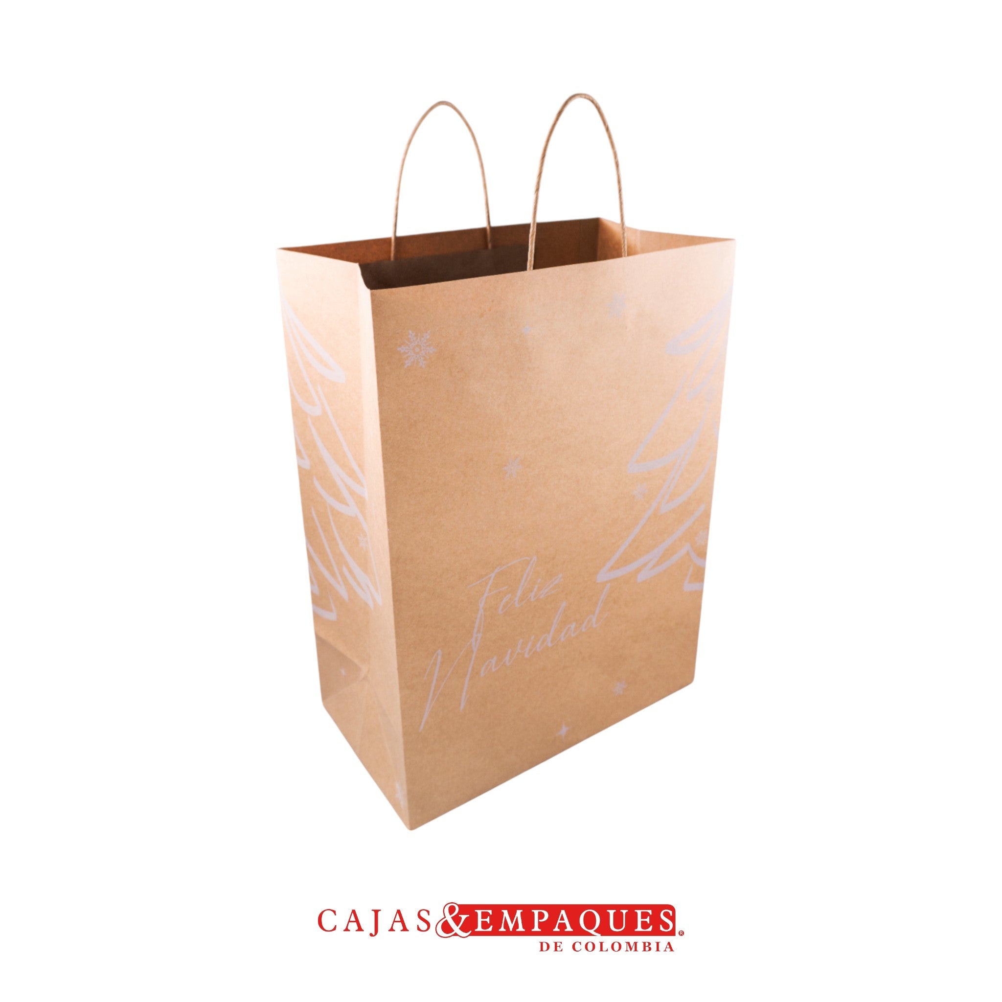 Bolsa ecológica 30x17x43cm #60 café árbol Navidad Cajas y Empaques de Colombia