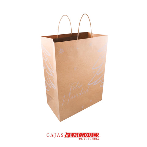 Bolsa ecológica 30x17x43cm #60 café árbol Navidad Cajas y Empaques de Colombia