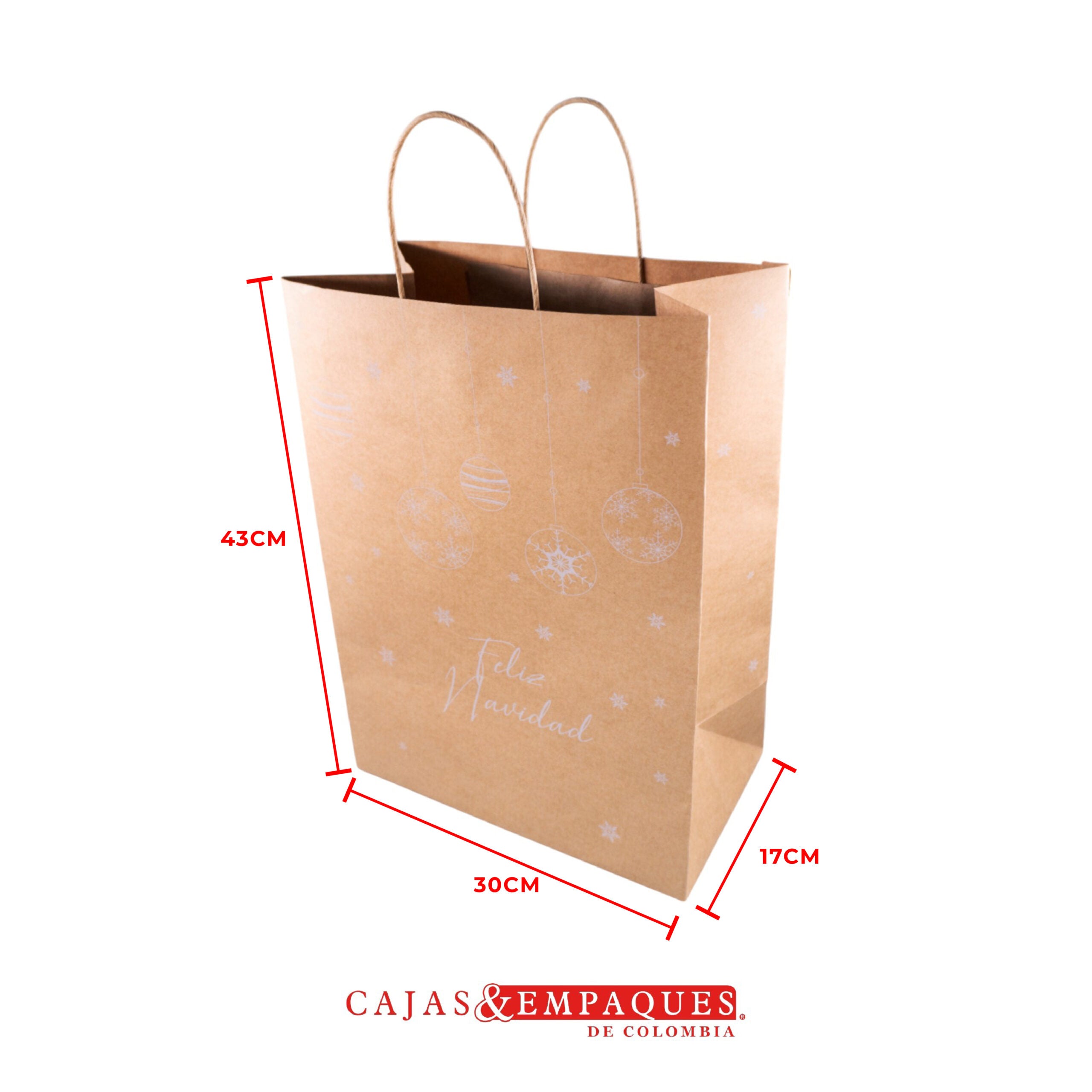 Bolsa ecológica 30x17x43cm #60 café bolitas Navidad Cajas y Empaques de Colombia