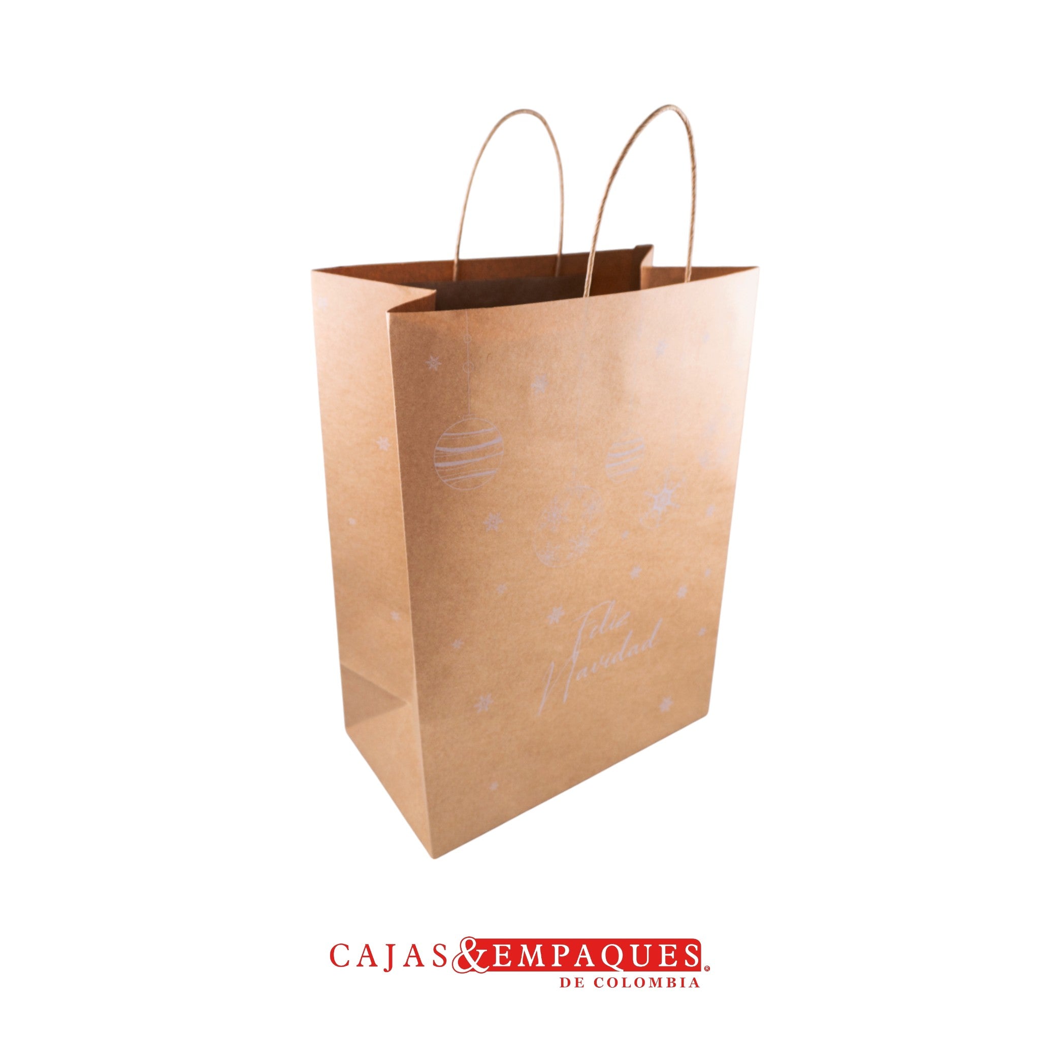 Bolsa ecológica 30x17x43cm #60 café bolitas Navidad Cajas y Empaques de Colombia