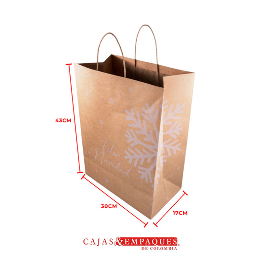 Bolsa ecológica 30x17x43cm #60 café copo Navidad Cajas y Empaques de Colombia
