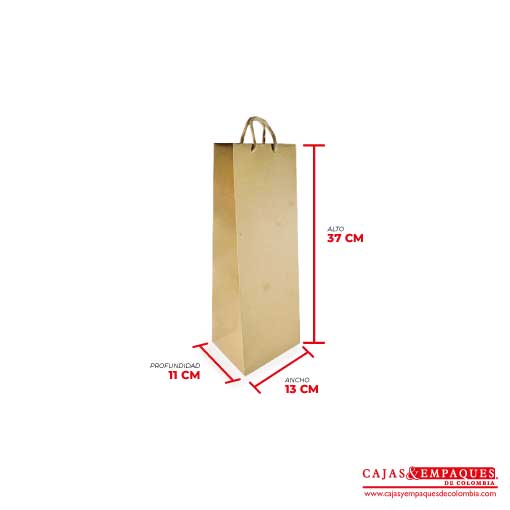 Bolsa ecológica 13x11x37 cm café Cajas y Empaques de Colombia