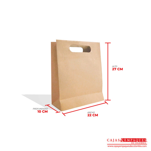Bolsa ecológica con agarradera 22x10x27 cm café Cajas y Empaques de Colombia