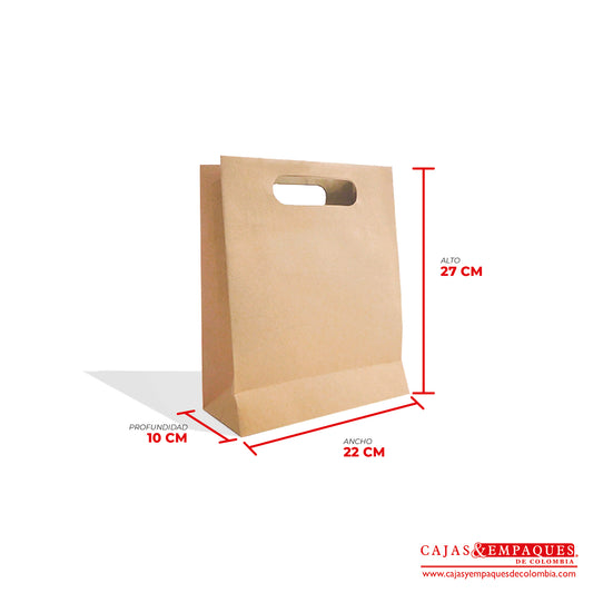 Bolsa ecológica con agarradera 22x10x27 cm café Cajas y Empaques de Colombia