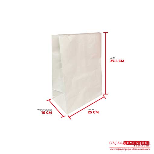 Bolsa ecológica 25x16x37.5 cm 1/8 crema Cajas y Empaques de Colombia