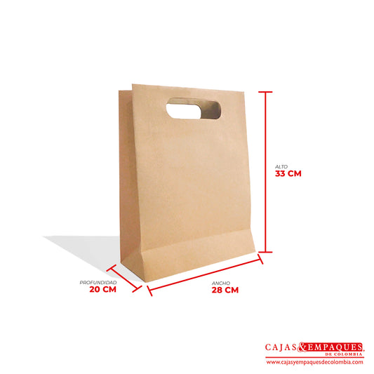 Bolsa ecológica con agarradera 28x20x33 cm café Cajas y Empaques de Colombia