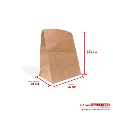 Bolsa ecológica 29x20x35.5 cm café Cajas y Empaques de Colombia