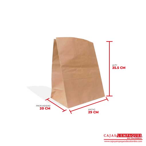 Bolsa ecológica 29x20x35.5 cm café Cajas y Empaques de Colombia