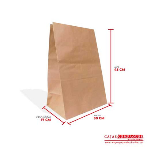 Bolsa ecológica 30x17x43 cm # 60 café Cajas y Empaques de Colombia