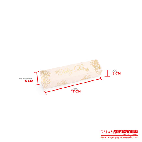Caja ecológica base y funda 17x4x3 cm crema feliz día Cajas y Empaques de Colombia