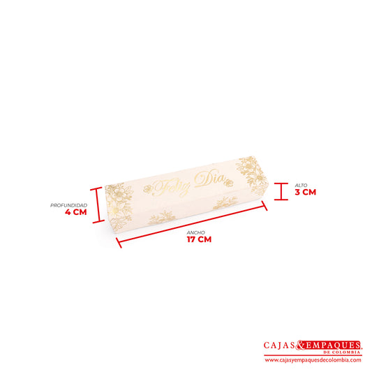 Caja ecológica base y funda 17x4x3 cm crema feliz día Cajas y Empaques de Colombia