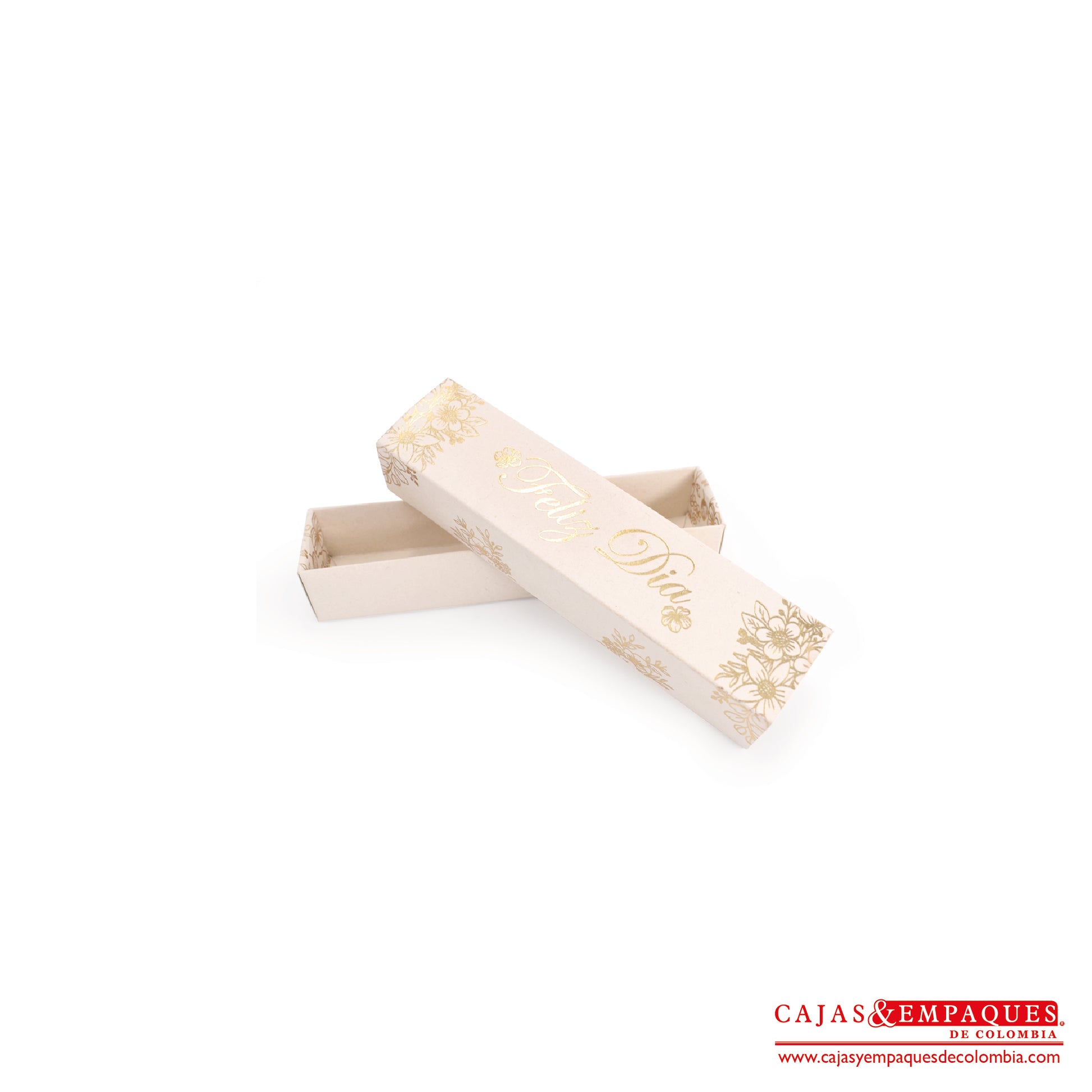 Caja ecológica base y funda 17x4x3 cm crema feliz día Cajas y Empaques de Colombia