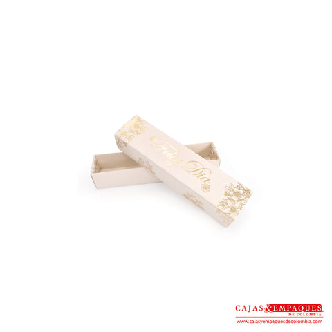 Caja ecológica base y funda 17x4x3 cm crema feliz día Cajas y Empaques de Colombia