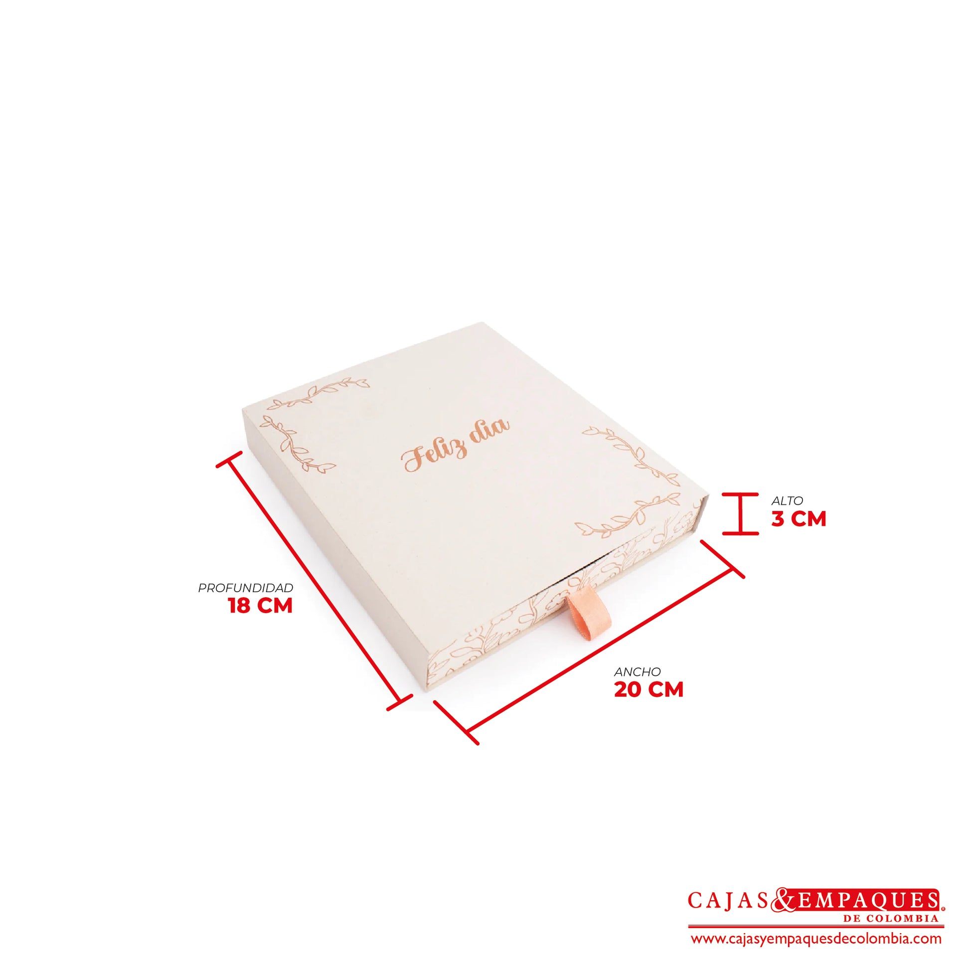 Caja ecológica base y funda 20x18x3 cm crema feliz día Cajas y Empaques de Colombia