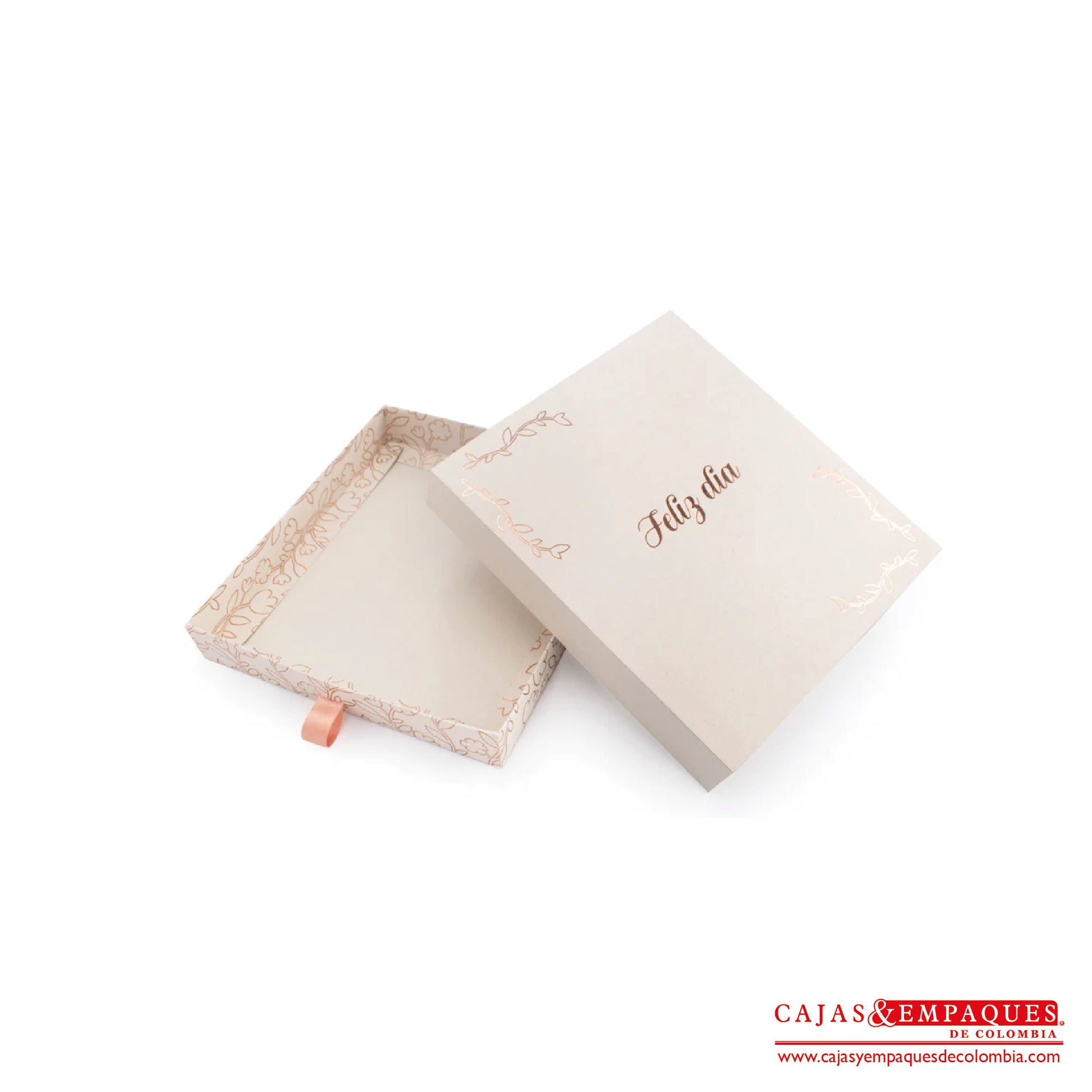 Caja ecológica base y funda 20x18x3 cm crema feliz día Cajas y Empaques de Colombia