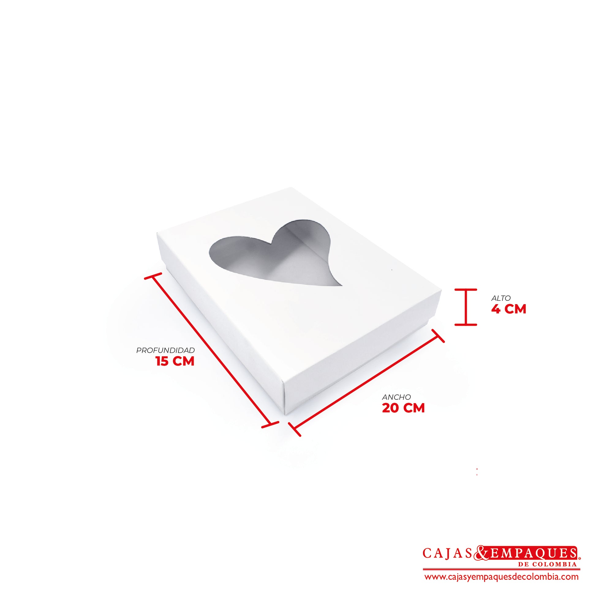 Caja ecológica tapa y base con ventana 20x15x4 cm blanco Cajas y Empaques de Colombia