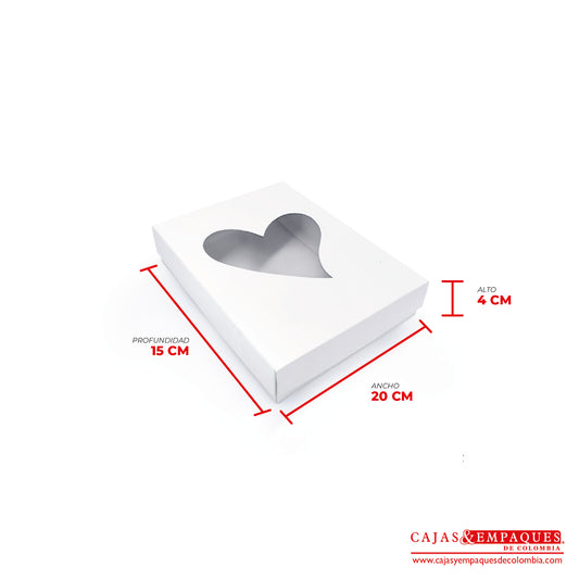 Caja ecológica tapa y base con ventana 20x15x4 cm blanco Cajas y Empaques de Colombia