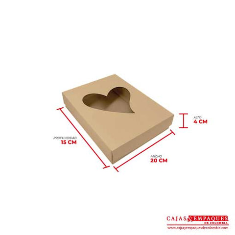 Caja ecológica tapa y base con ventana 20x15x4 cm café Cajas y Empaques de Colombia