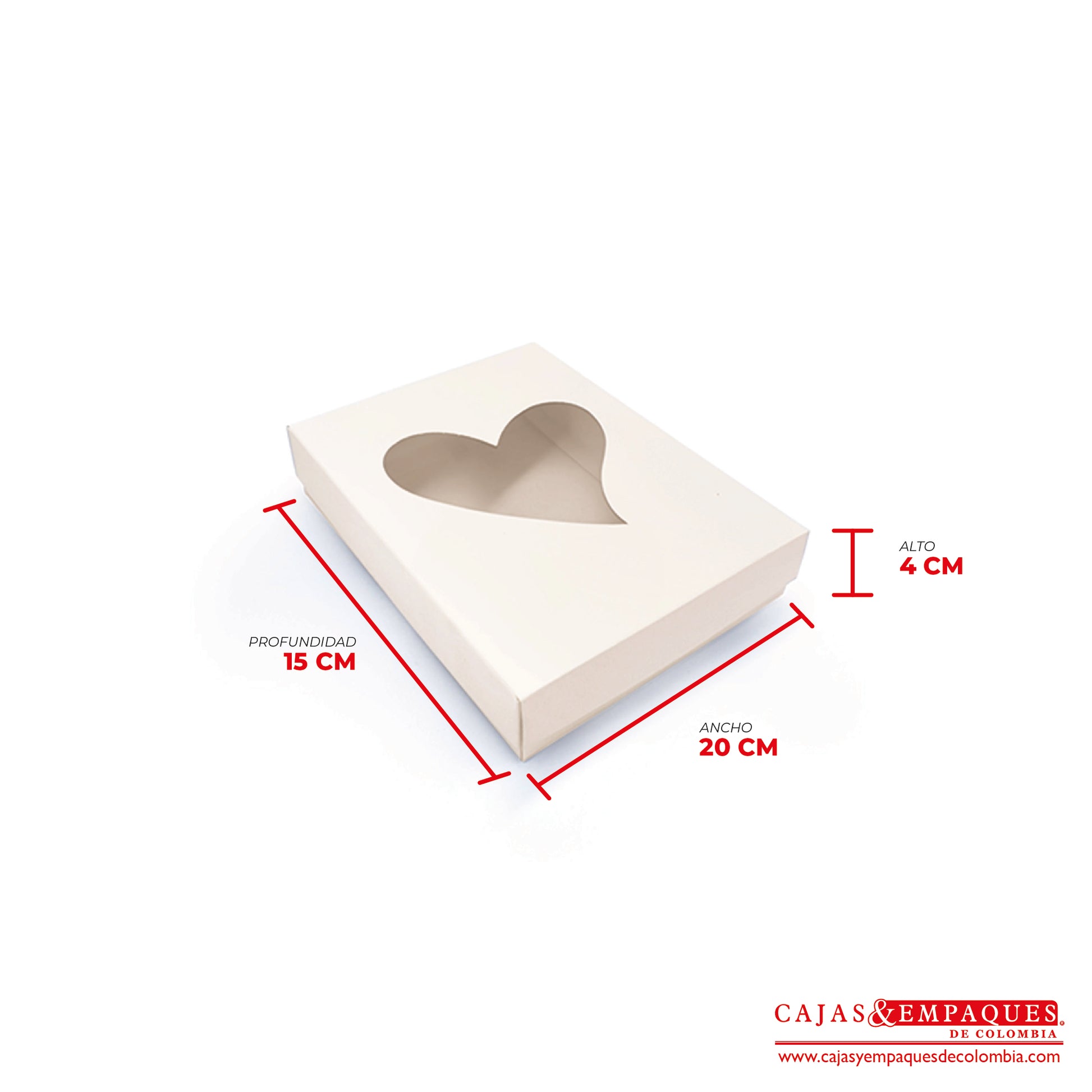 Caja ecológica tapa y base con ventana 20x15x4 cm crema Cajas y Empaques de Colombia
