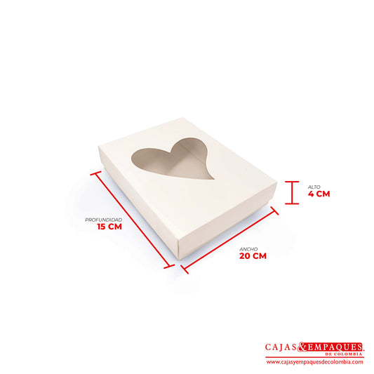 Caja ecológica tapa y base con ventana 20x15x4 cm crema Cajas y Empaques de Colombia